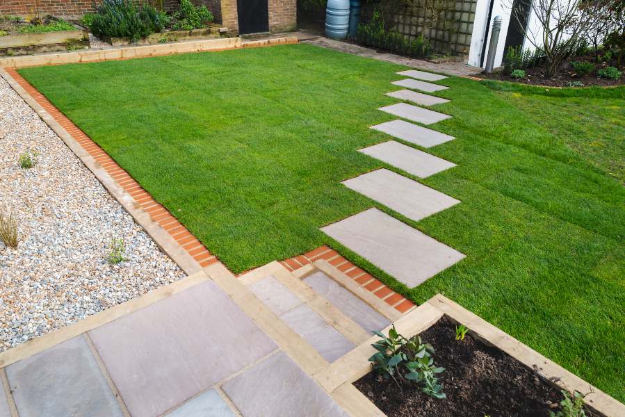 Turf in backyard of a house