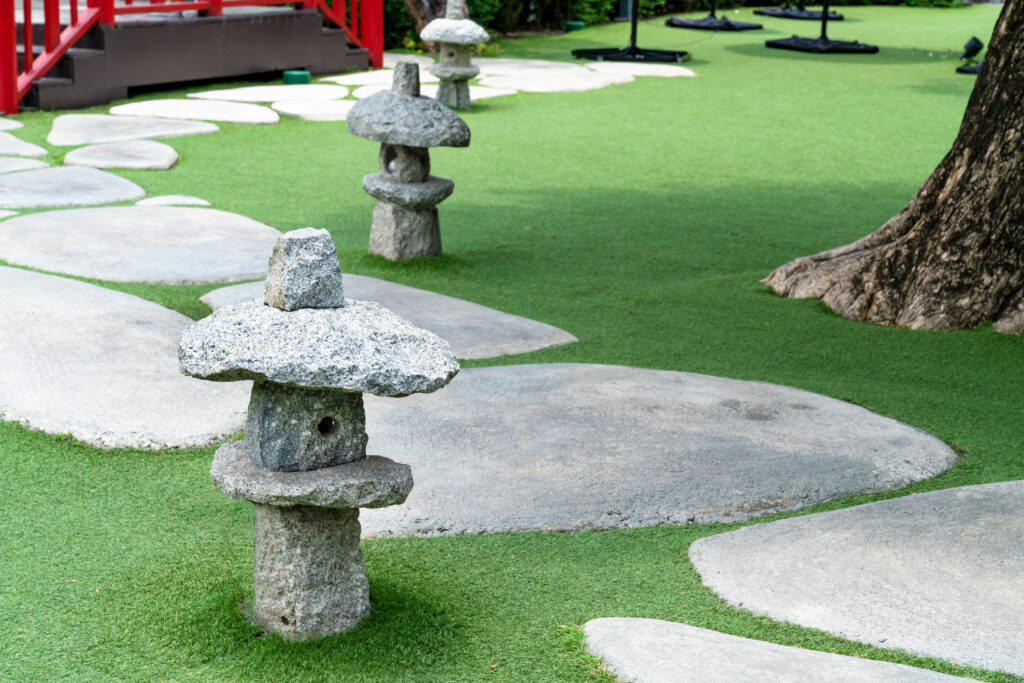 zen garden with artificial grass